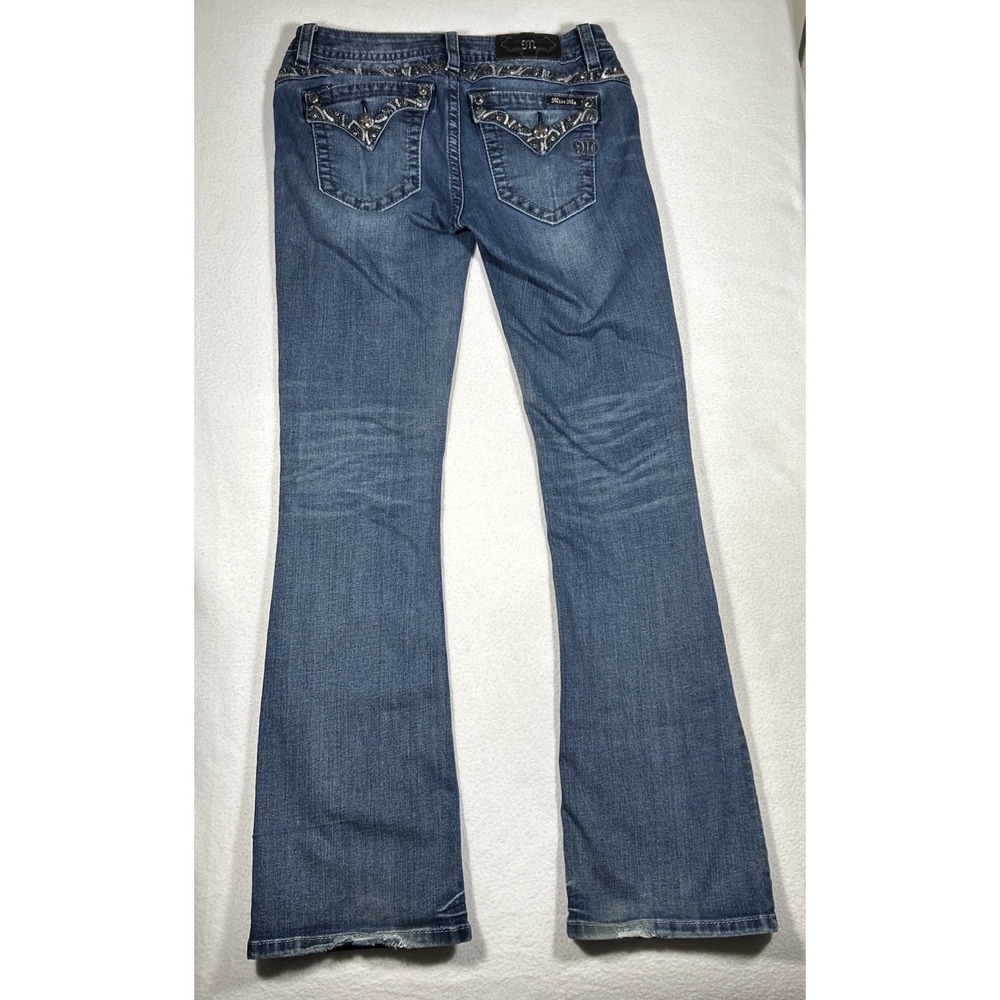 Miss Me Signature Bootcut Jeans Womens 29 (30x32 meas) Blue Denim Embellished